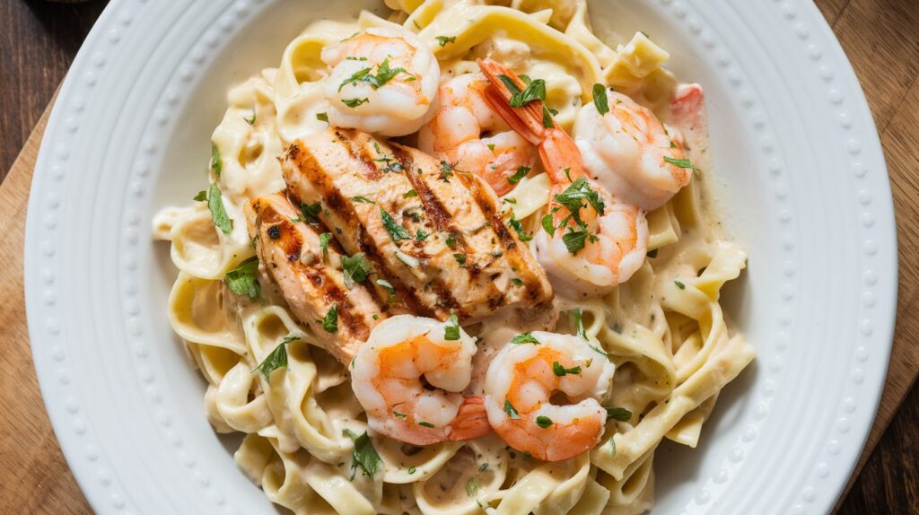 chicken and shrimp alfredo